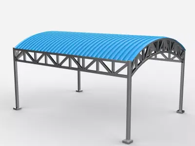 steel frame carport 06 3D model