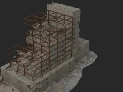 destroyed building Low-poly 3D model buy