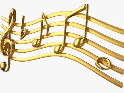 Golden Musical Notes PBR 3D model
