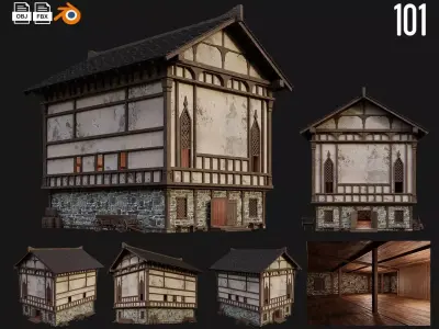 Old Medieval Building 4K Textures GameReady 101 Low-poly 3D model