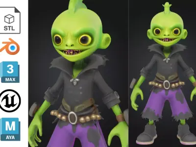 Stylized Alien Creature Low-poly 3D model