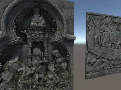 PBR Wall Reliefs Low-poly 3D model