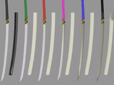 Asian Weapons Pack  11 Stylized 3D Weapons Low-poly 3D model