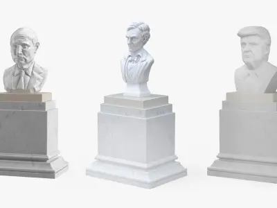  Marble Busts of Presidents on Pedestal Collection 