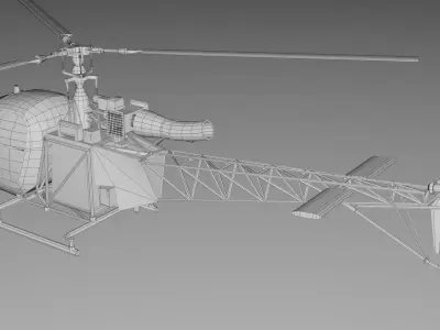 Helicopter Alouette II Low-poly 3D model
