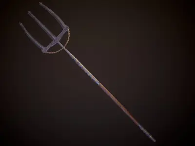 Fantasy Old Trident Low-poly 3D model