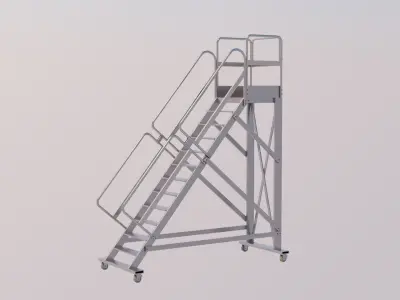 Industrial Platform Ladder - Mobile Warehouse Equipment Low-poly 3D model