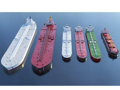 collection ships lowpoly tanker ship Low-poly 3D model
