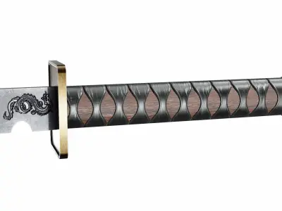 Ninjato japanese samurai sword Low-poly 3D model