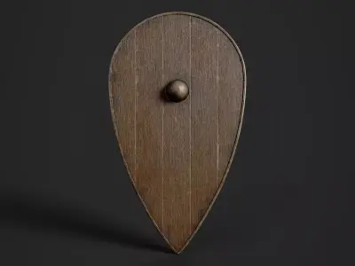 Slavic kite wooden shield-painted orange Low-poly 3D model