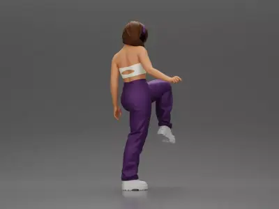 Woman in Headphones Lifting Leg 3D print model