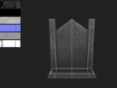 Gravestone Low-poly 3D model 2