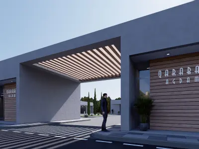 Commercial building Low-poly 3D model 7