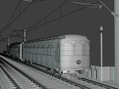 Viaduct with historical tram 3D model