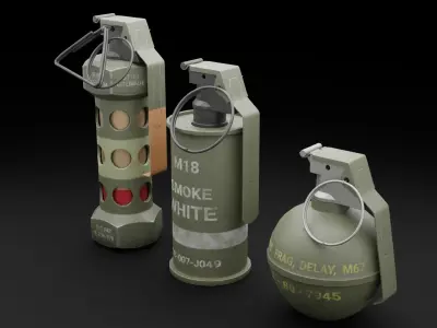 Game Ready Grenades Low-poly 3D model
