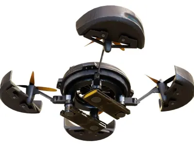 Cyberpunk style Drone with 8K UDIM Low-poly 3D model