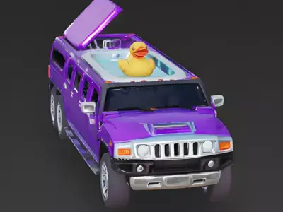 Purple Party Limo SUV 3D Model Low-poly 3D model