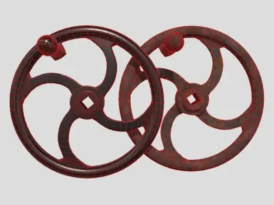 Crank Wheel With Handle Low-poly 3D model