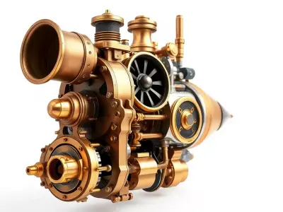 Steampunk Engine Model Pack for Fantasy Environments Low-poly 3D model