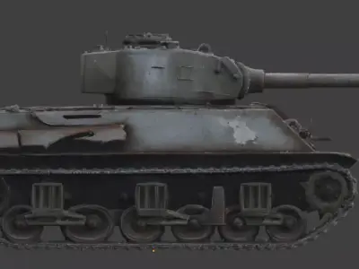 Abandoned Post-Apocalyptic Battle Tank 3D Model Low-poly 3D model