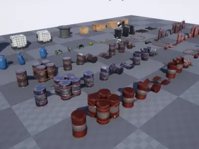 Best Barrel pack Low-poly 3D model