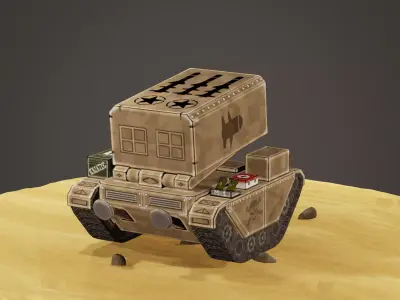 stylized multiple rocket launcher Low-poly 3D model