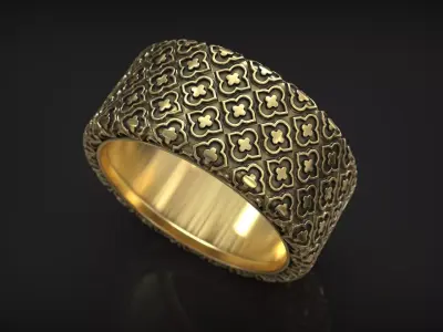 Byzantine Antique Ornate Vintage Right Hand Ring 3D print model