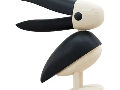 Wooden Bird Figurine 3D model