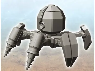 Mining spider robot with double drill and legs 3 - Future Sci-Fi 3D print model