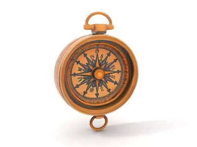 Antique Brass Compass Model Pack Low-poly 3D model