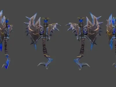 Fantasy Warrior Axe low-poly 3D model Low-poly 3D model
