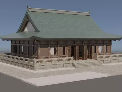 Japanese Modular Temple 3 Low-poly 3D model