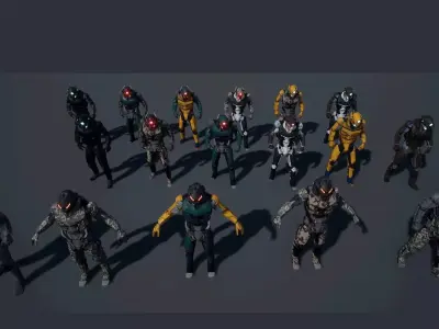 Cyborg Soldier V2 unreal engine asset Low-poly 3D model