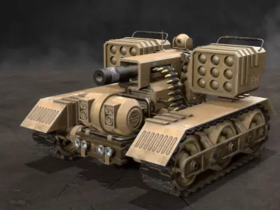 UGV Concept-3B-Desert-Dirty Low-poly 3D model