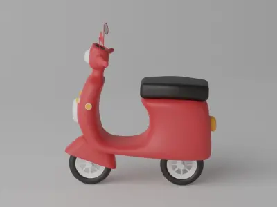 Cartoon Scooter Motorcycle 3D model