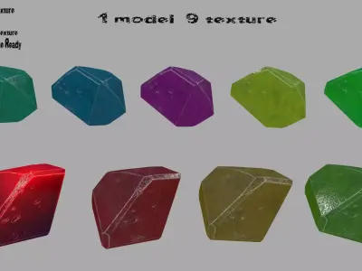 crystal set 4 jade Low-poly 3D model