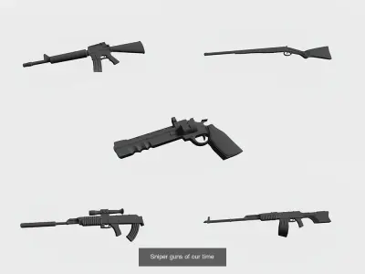 Guns and melee weapons 3D Model Pack