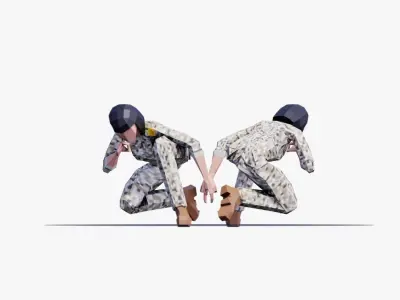 Ground Forces Army Soldiers - Animated and Rigged Low-poly 3D model