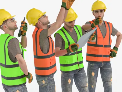 Realistic 3D Construction Worker Outfit - PPE Set Low-poly 3D model