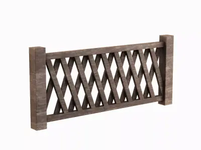 Wooden Fence B 02 Low-poly 3D model