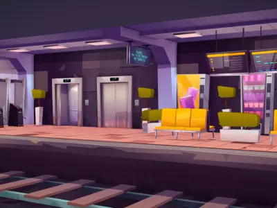 Lowpoly Subway Metro Train Game lowpoly asset Low-poly 3D model