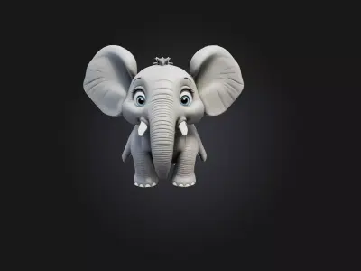 cartoon elephant Low-poly 3D model