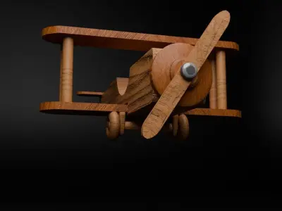 wooden airplane toy Low-poly 3D model