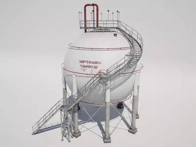 Industrial Liquified Hydrogen Flammable Gas Storage Tank 3D model