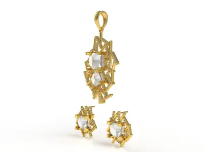 Diamond Pendant Set 14 3D print model