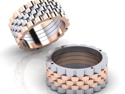 3 part eternity gold ring 3D print model