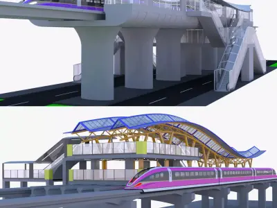 Maglev stations collection II 2024 3D Model Pack purchase