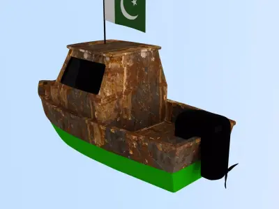 Islamic Republic of Pakistan flag Fishing Boat 3D model