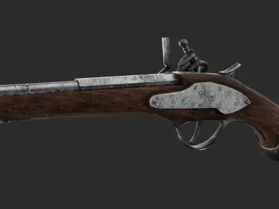 Flintlock Pistol Low-poly 3D model 2