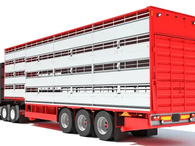 2014 Animal Transporter Semi Truck and Trailer 3D model